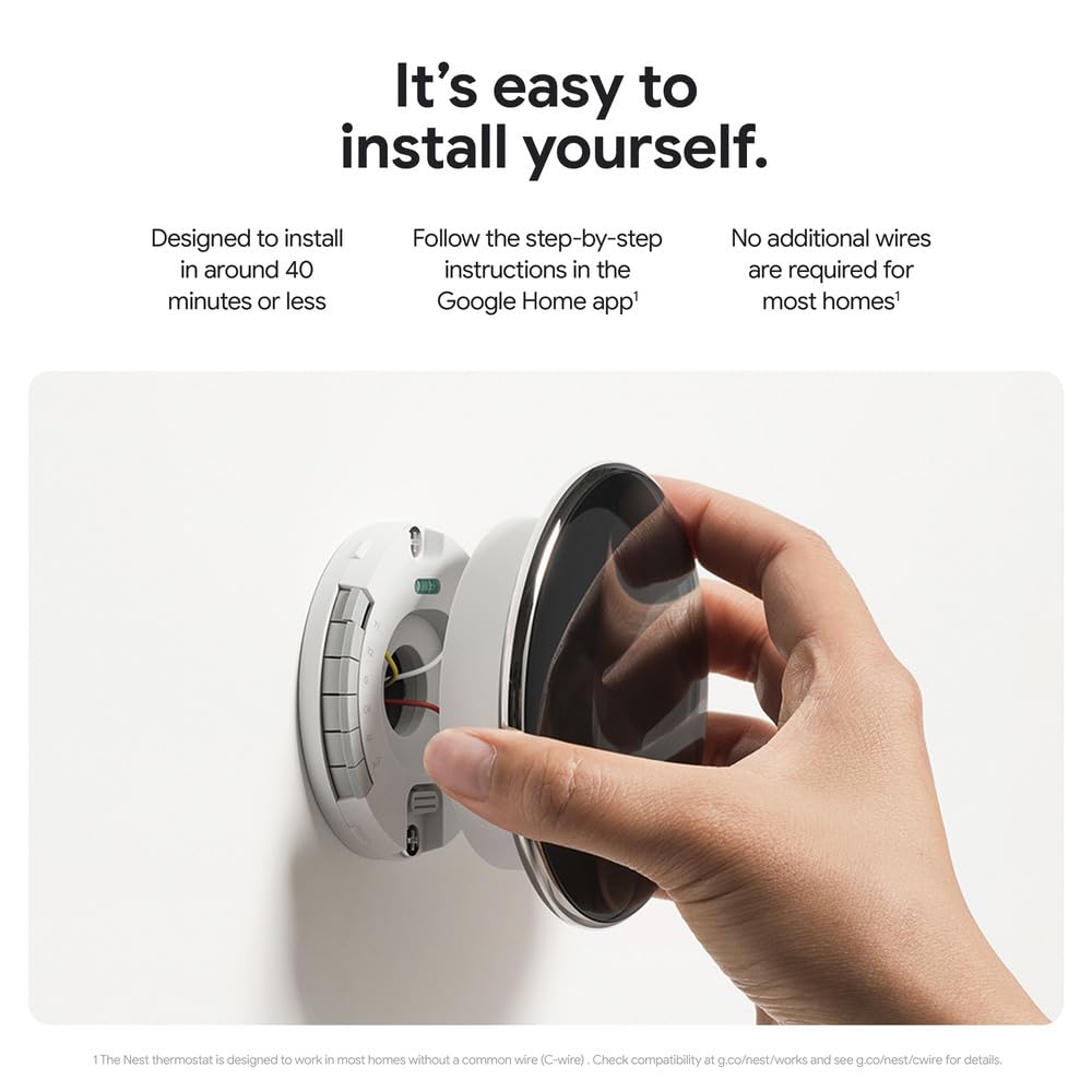 Google Nest Learning Thermostat (4th Gen) with Temp Sensor - Obsidian Google
