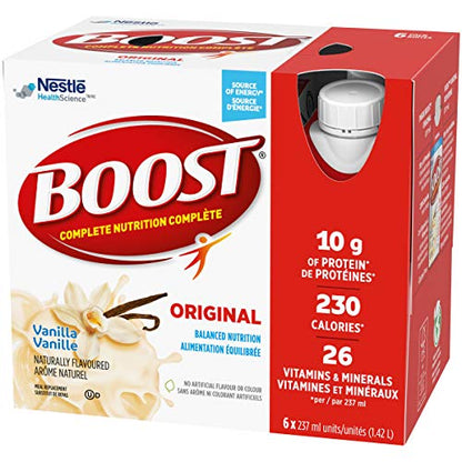 BOOST Original Vanilla Meal Replacement Drink – 6 Pack (237ml each), Case of 4