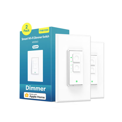 meross Smart Dimmer Switch, Single Pole Smart Switch for LED Light, Neutral Wire Required, Compatible with Apple HomeKit, Alexa, Hey Google and SmartThings, 2.4GHz Wi-Fi, No Hub Required, 2 Pack meross