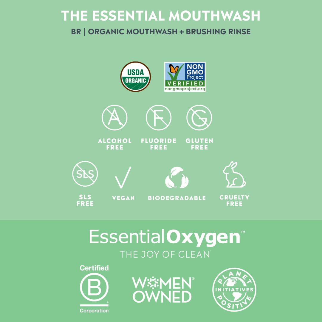 Essential Oxygen Organic Brushing Rinse Toothpaste Mouthwash Refill, Organic Peppermint, 32 Ounce 🍁 All In One Marketplace Canada