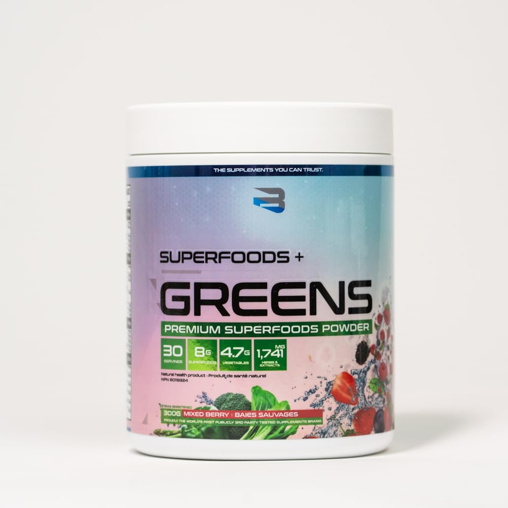 Believe Supplements Superfoods+Greens - Superfood Blend | Boost Energy, Immunity, and Digestion | Rich in Antioxidants & Essential Nutrients! (30 servings, Mixed Berry) Believe Supplements