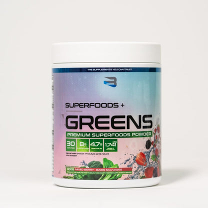 Believe Supplements Superfoods+Greens - Superfood Blend | Boost Energy, Immunity, and Digestion | Rich in Antioxidants & Essential Nutrients! (30 servings, Mixed Berry) Believe Supplements