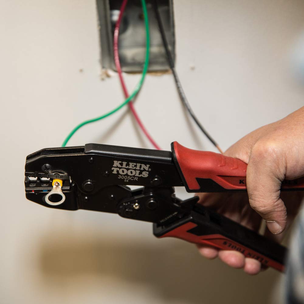 Klein Tools 3005CR Wire Crimper Tool, Ratcheting Insulated Terminal Crimper for 10 to 22 AWG Wire KLEIN TOOLS