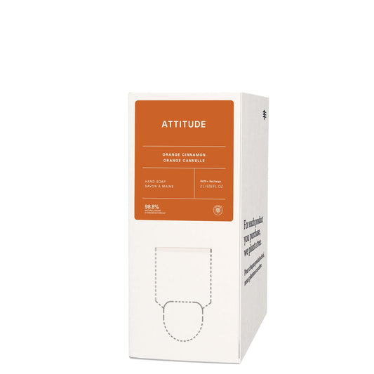 Savon pour les mains ATTITUDE, recharge 4X, Orange et Cannelle, 2 litres