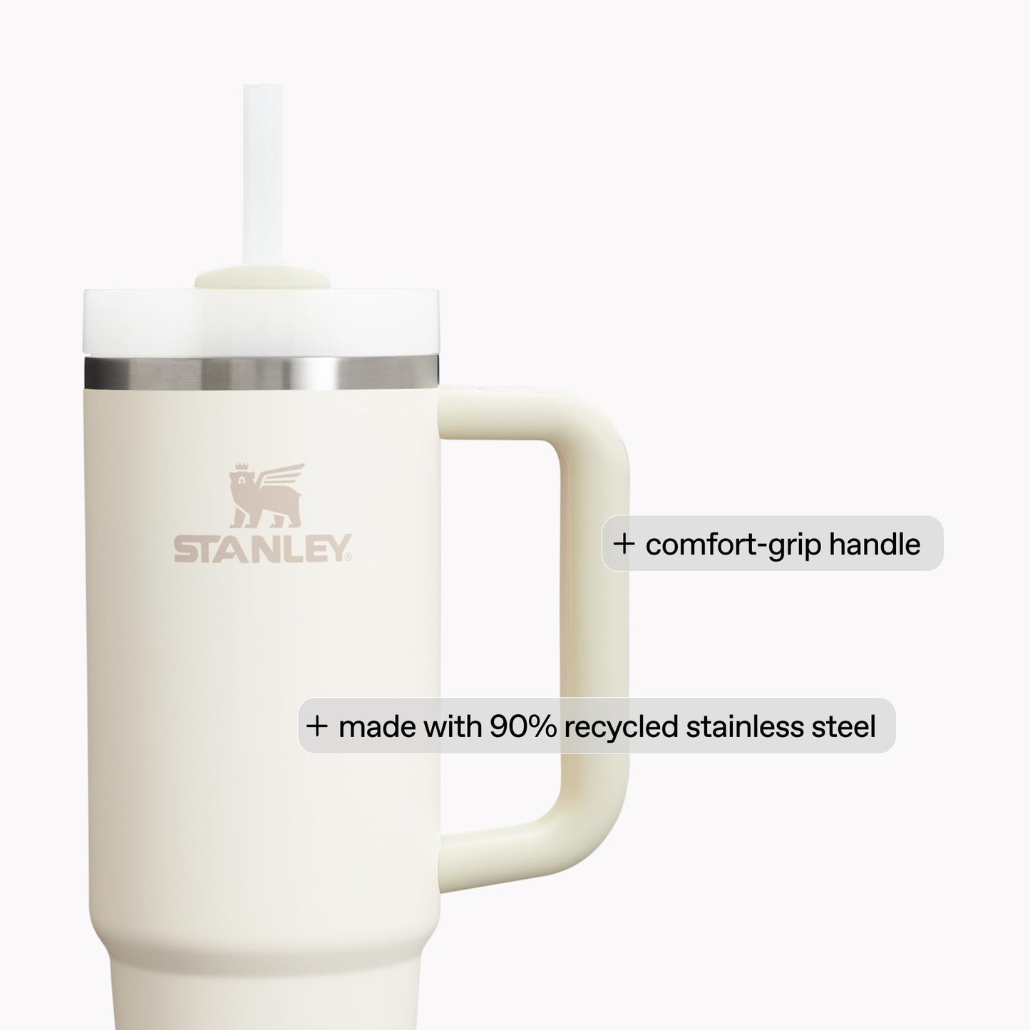 STANLEY Quencher H2.0 Gobelet avec Poignée et Paille 1,2 L | Couvercle Flowstate 3 Positions | Compatible Porte-Gobelet pour le Voyage | Gobelet Isotherme en Acier Inoxydable | Sans BPA | Poussière Violette
