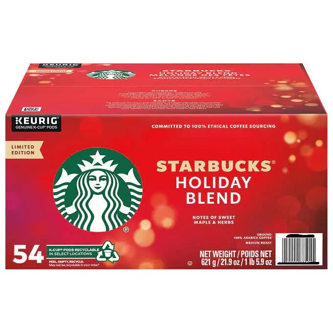 Starbucks Holiday Blend K-Cup Pods, 54 Count