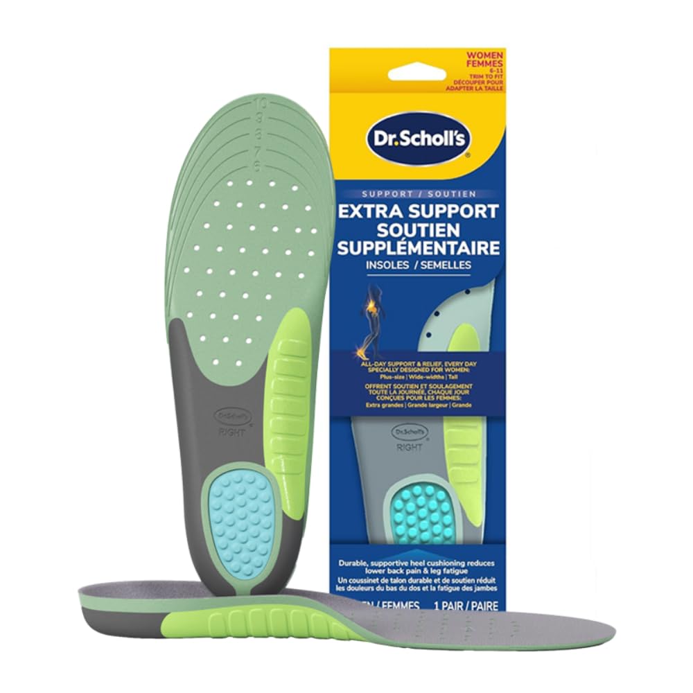 Dr. Scholl's Extra Support Insole Orthotics, Plus-Size, Tall, Wide Feet, Shock Absorbing, Arch Support, Distributes Pressure, Trim to Fit Inserts, Work & Casual Boots & Shoes, Women Size 6-11, 1 Pair 🍁 All In One Marketplace Canada