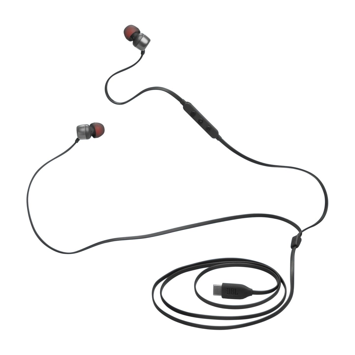JBL Tune 310C - USB-C Wired Hi-Res in-Ear Headphones, Tangle-Free Flat Cable, 3-Button Remote with Microphone (Black)