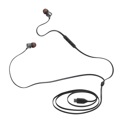 JBL Tune 310C - USB-C Wired Hi-Res in-Ear Headphones, Tangle-Free Flat Cable, 3-Button Remote with Microphone (Black)