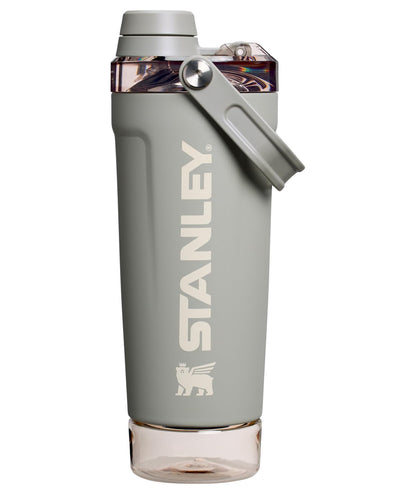 STANLEY Vitalize Shaker Bottle 20 oz | Leakproof Insulated Stainless Steel Shaker Cup | Base Storage and Twist On Fast Flow Lid | Protein Shakes and Pre Workout Powder | BPA-Free | Sage Grey 🍁 All In One Marketplace Canada