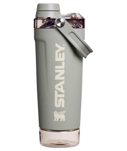 STANLEY Vitalize Shaker Bottle 20 oz | Leakproof Insulated Stainless Steel Shaker Cup | Base Storage and Twist On Fast Flow Lid | Protein Shakes and Pre Workout Powder | BPA-Free | Sage Grey 🍁 All In One Marketplace Canada Stanley