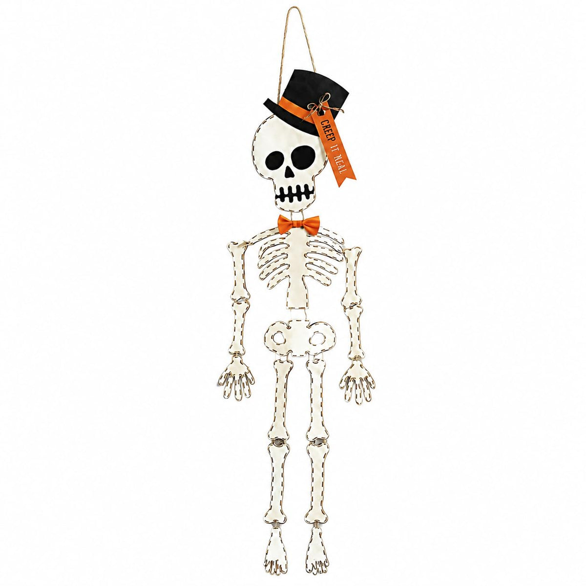 Mud Pie Skeleton Halloween Door Hanger, 65", White
