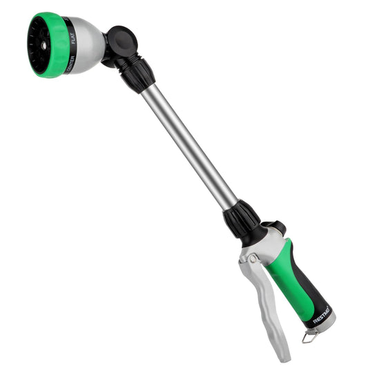 RESTMO Metal Watering Wand, Heavy Duty Garden Hose Wand with 180° Swivel Ratcheting Head, 16-Inch Hose Nozzle Sprayer with 7 Spray Patterns and Flow Control, Ideal to Water Hanging Baskets and Shrubs - Available at All In One Marketplace Canada
