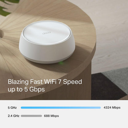 TP-Link Deco 7 BE25 Dual-Band BE5000 WiFi 7 Mesh Wi-Fi System | 4-Stream 5 Gbps, 240 Mhz Channels | Covers up to 4,600 Sq.Ft | 2X 2.5G Ports Wired Backhaul | VPN,MLO, AI-Roaming, HomeShield, 2-Pack