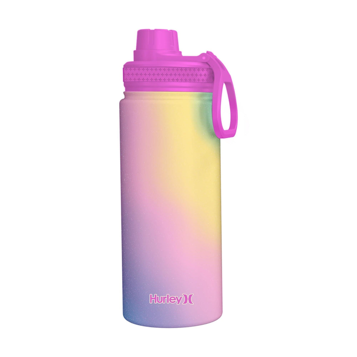 Hurley 16 Oz Reusable Water Bottle with Chug Cap Stainless Steel Sports Bottle, Pink Cyclone
