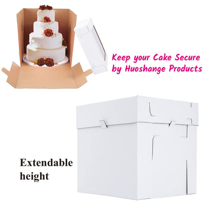Huoshange Tall Cake Boxes for Tier Cakes,12x12x12 Inch [3 Pack ] Sturdy Tall Cake Box with Window,White Wedding Cake Boxes,Layer Cake Carrier,Disposable Cake Containers 🍁 All In One Marketplace Canada