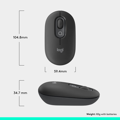 Logitech POP Mouse, Compact and Portable Wireless Bluetooth - Graphite
