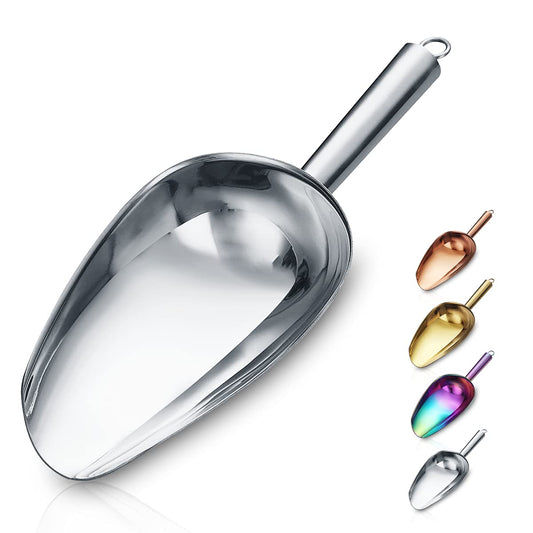 Berglander Stainless Steel Ice Scoop 6 OZ, Multipurpose Scoop for Ice Maker, Candy, Kitchen, Bar, Party, Wedding, Pet, Animal, Dog Food, Beach Shovel (Silver)