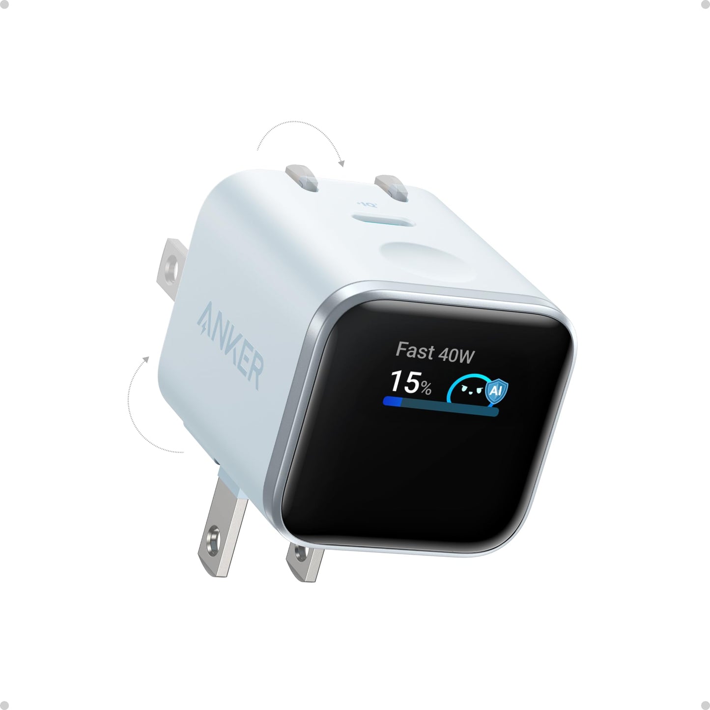 Anker Smart Display Charger,Anker Nano 45W Fast Charging USB C Charger with Smart Recognition,Built-in Care Mode,Compact with 180° Foldable Plug,for iPhone 17/16/15 Series,MacBook,Apple Watch (Blue) - Available at All In One Marketplace Canada