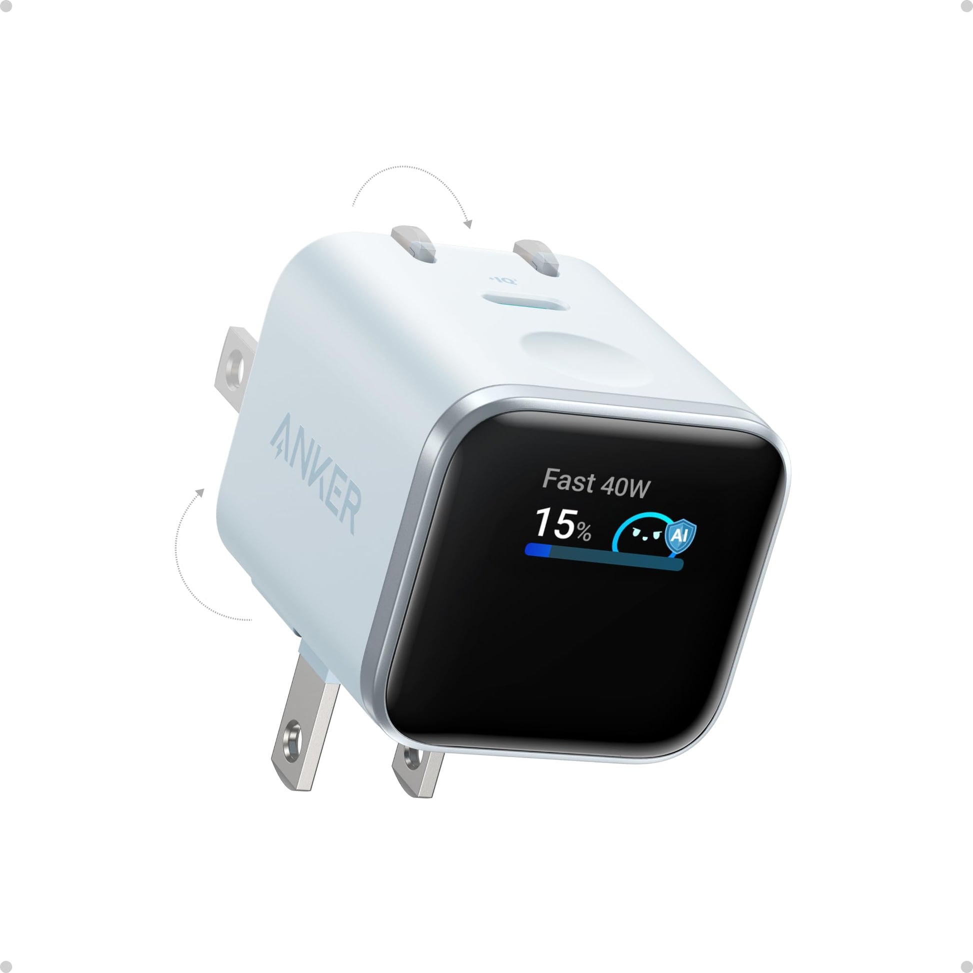 Anker Smart Display Charger,Anker Nano 45W Fast Charging USB C Charger with Smart Recognition,Built-in Care Mode,Compact with 180° Foldable Plug,for iPhone 17/16/15 Series,MacBook,Apple Watch (Blue) - Available at All In One Marketplace Canada