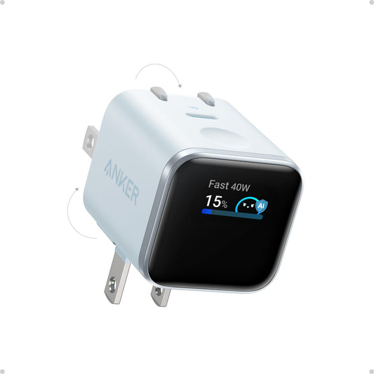 Anker Smart Display Charger,Anker Nano 45W Fast Charging USB C Charger with Smart Recognition,Built-in Care Mode,Compact with 180° Foldable Plug,for iPhone 17/16/15 Series,MacBook,Apple Watch (Blue) - Available at All In One Marketplace Canada