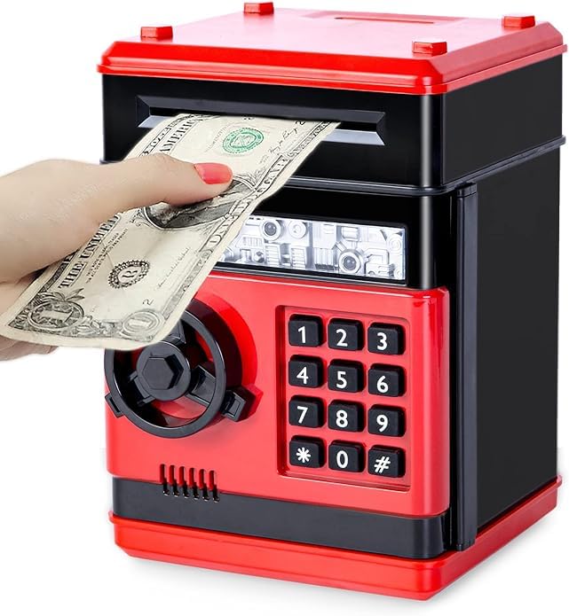 Refasy Children Toy for 5-7 Year Old Girls,Piggy Banks Toy for 8-16 Year Old Girls Boys Birthday Gifts Toy Gifts for Kids Coin ATM Electronic Piggy Banks Toys Great Christmas Ideas for Kids Red 🍁 All In One Marketplace Canada
