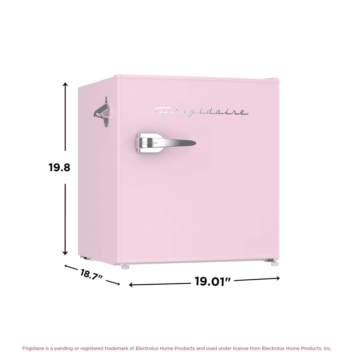 Frigidaire EFR176 Retro Compact Fridge with Chiller Mini Refrigerator with Built-in Bottle Opener for Office, Bedroom, Dorm Room or Cabin, 1.6 cu ft 16"D x 18"W x 18.5"H, Pink
