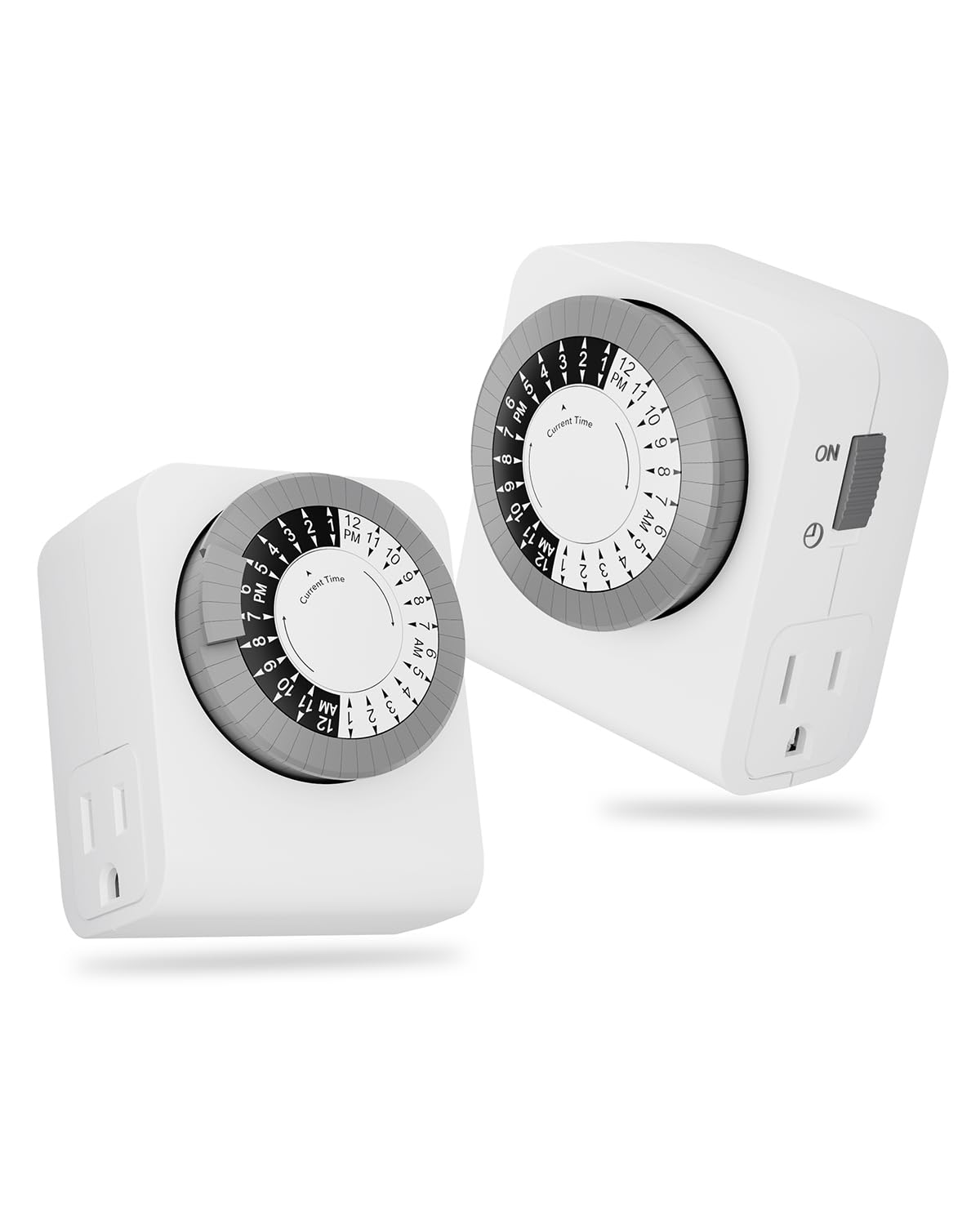 BN-LINK Indoor Dual Outlet Timers, Heavy-Duty Mechanical, 24-Hour, 3-Prong Design with 30-Minute Intervals for Lamps, Indoor Lighting, and Christmas Lights, White, 15A, 1875W, 2 Pack 🍁 All In One Marketplace Canada
