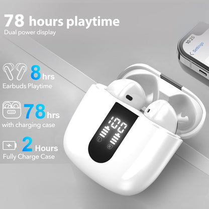 JBES Bluetooth Earbuds Wireless Headphones, 60H Deep Bass Ear Buds with 4 Noise Cancelling Microphone, IP5 Waterproof Earphones for iPhone Android Sports audifonos Bluetooth inalambricos (Pearl)