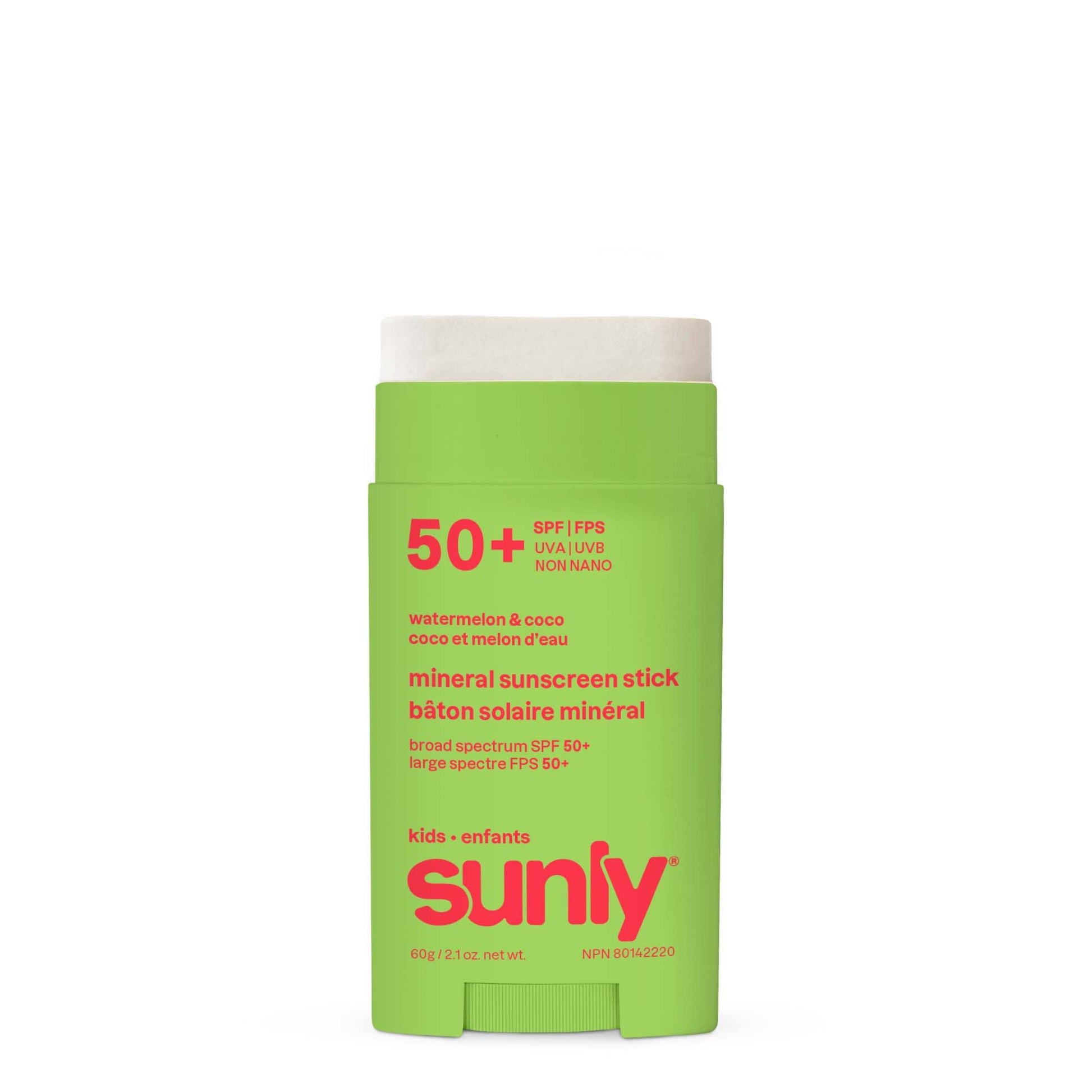 ATTITUDE Kids Mineral Sunscreen Stick SPF 50, Broad Spectrum Zinc Oxide, EWG Verified, Non-Nano, Mess-Free Stick for Face & Body, Lightweight Non-Greasy, Vegan, Watermelon & Coco Scent, 60 grams