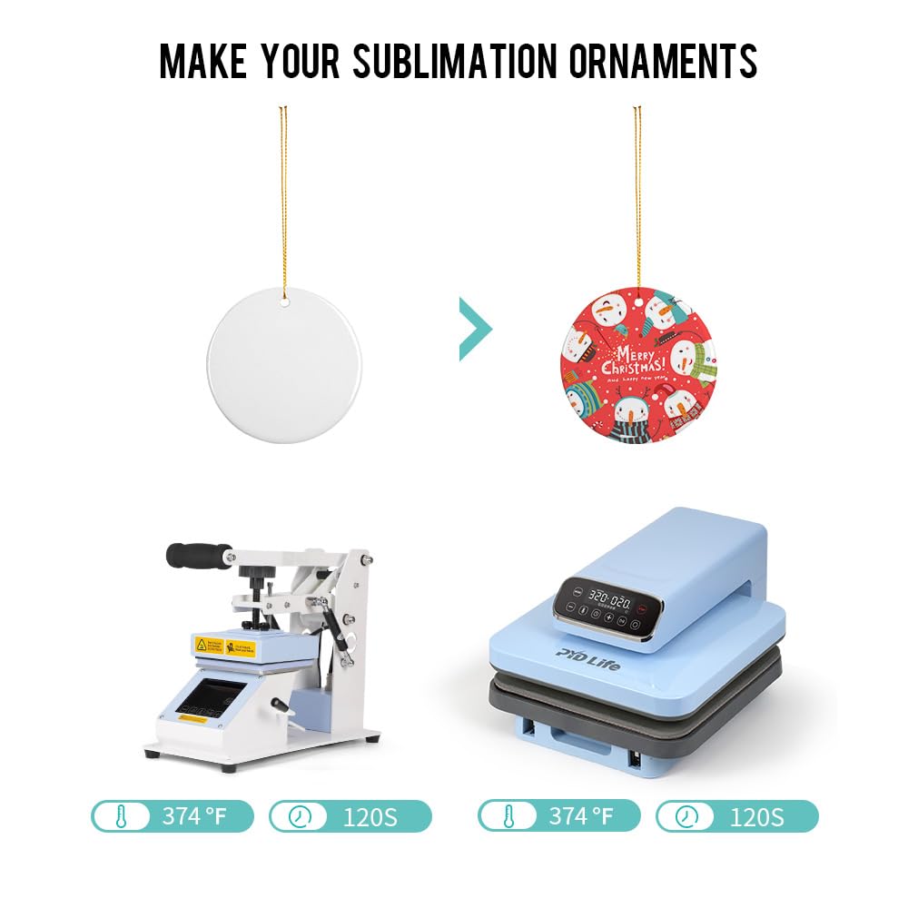 PYD Life 25 PCS Sublimation Ceramic Ornament Bulk 2.75 Inch Round Blank Ornament with Gold String for Crafting DIY Personalized Christmas Home Decor Bulk 🍁 All In One Marketplace Canada