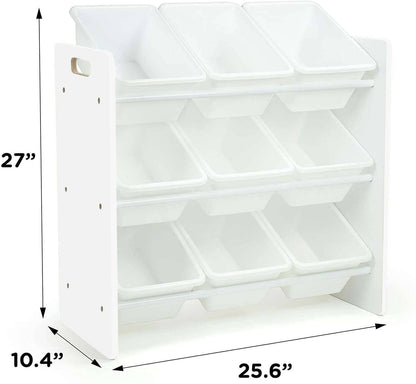 Lennox Furniture Toys Storage Organizer 9 Plastic Bins in White (JWTR-03006 white) Lennox Furniture