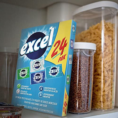 EXCEL Sugar-Free Chewing Gum Variety Pack - 24 Packs (12 Pieces Each)