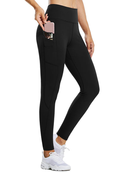 baleaf Women's Fleece Lined Leggings Winter Yoga Pants Water Resistant Pockets High Waisted Snow Hiking Warm Running Leggings Ski Black L 🍁 All In One Marketplace Canada
