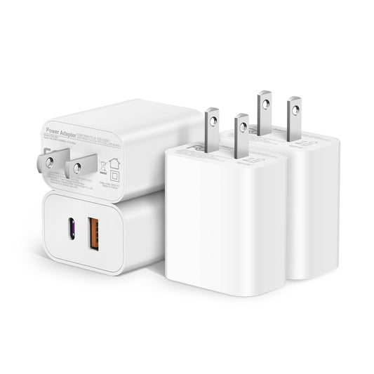 USB C Wall Charger, [3 Pack] 20W Dual Port PD Power Adapter Fast Charging Block for 14/14 Pro/14 Pro Max/14 Plus/13/12/11, XS/XR/X, iPad Pro, Google Pixel, Samsung Galaxy and More