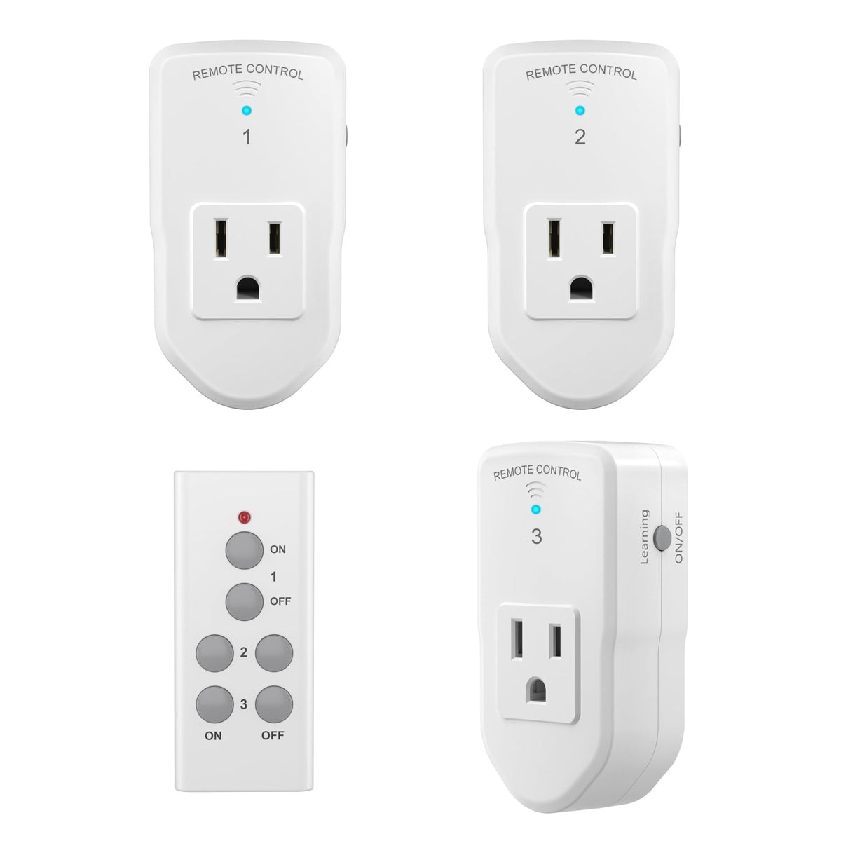 BN-LINK Wireless Remote Control Electrical Outlet Switch for Lights, Fans, Christmas Lights, Small Appliance, Long Range White (Learning Code, 3Rx-1Tx) 1200W/10A 🍁 All In One Marketplace Canada