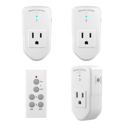 BN-LINK Wireless Remote Control Electrical Outlet Switch for Lights, Fans, Christmas Lights, Small Appliance, Long Range White (Learning Code, 3Rx-1Tx) 1200W/10A 🍁 All In One Marketplace Canada