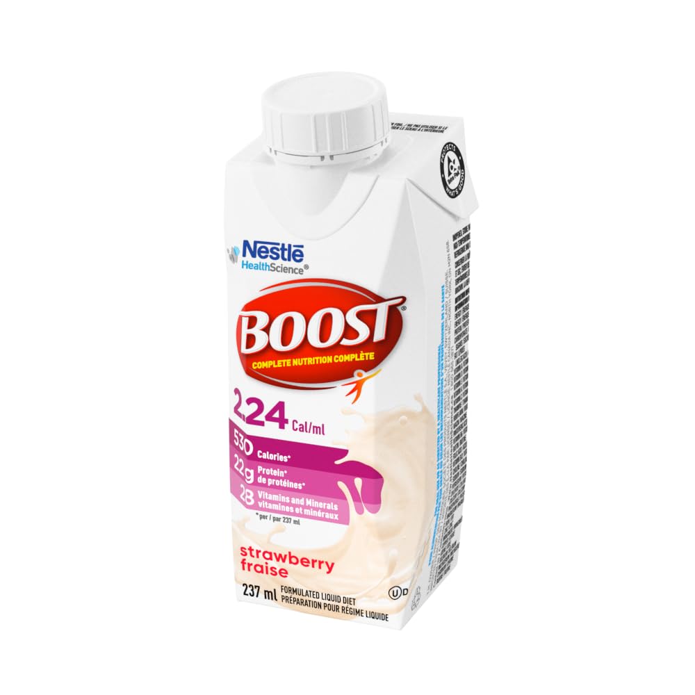 BOOST 2.24 Cal/mL Strawberry Nutritional Drink – 530 Calories, 22g Protein, 28 Vitamins & Minerals, 24-Pack Ready-to-Drink