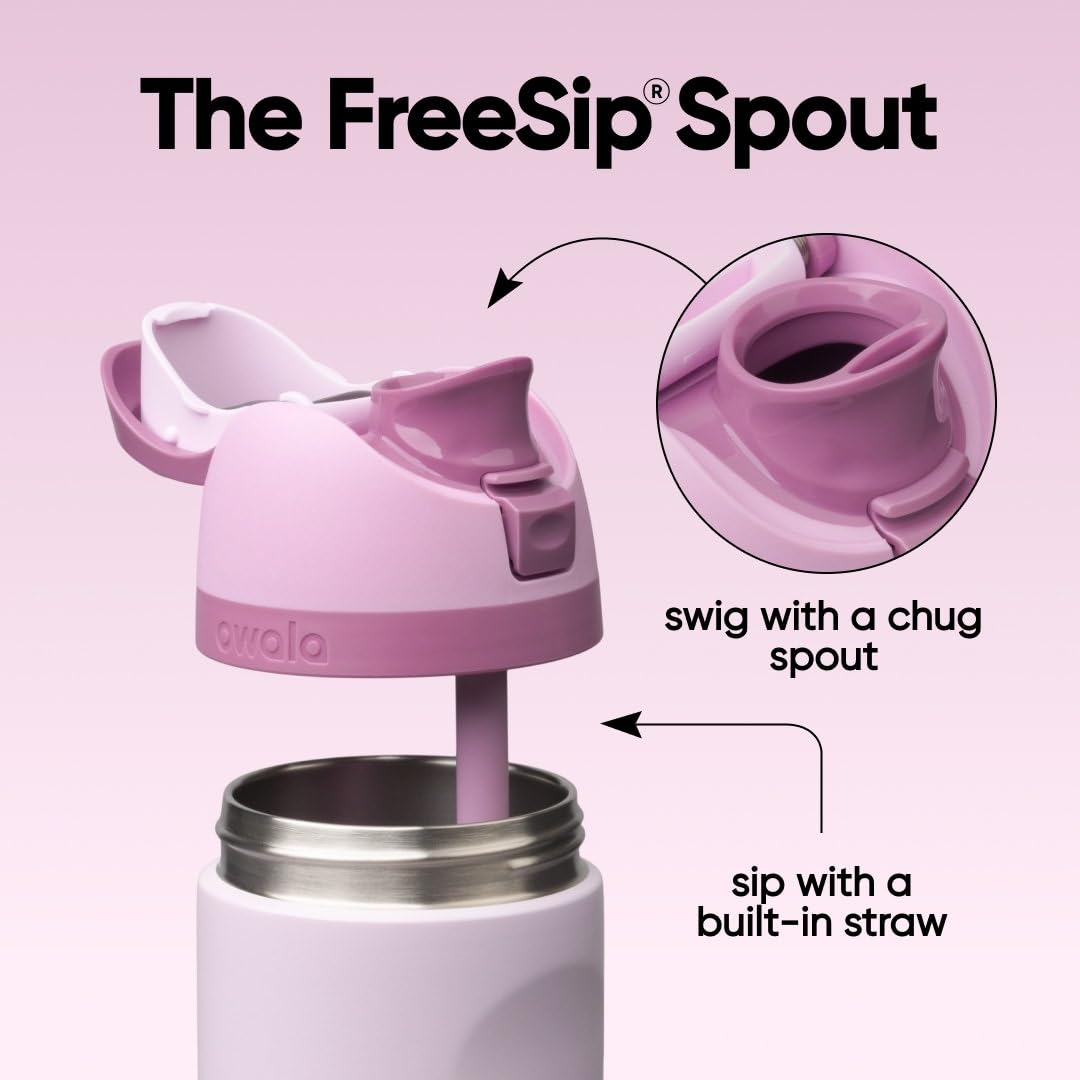 Owala FreeSip Insulated Stainless Steel Water Bottle with Straw, BPA-Free Sports Water Bottle, Great for Travel, 24 Oz, Lilac You A lot
