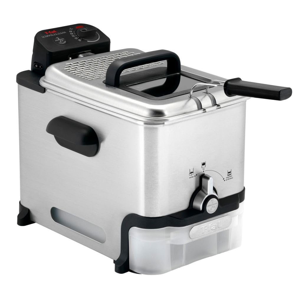 T-fal 3.5L Deep Fryer with Oil Filtration System: 1700W Stainless Steel Fryer, Dishwasher Safe Parts, Digital Timer, Adjustable Temperature Control for Perfect Golden Crispy Results T-Fal