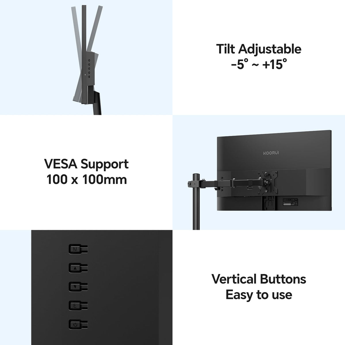 KOORUI 22 Inch Computer Monitor, FHD 1080P VA Desktop Display, 120HZ Ultra Thin Bezel/Eye Care/Ergonomic Tilt, HDMI VGA Ports LED Monitor for PC, VESA Mounting
