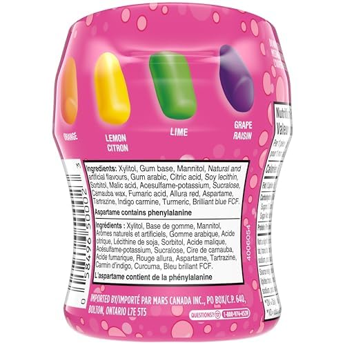 HUBBA BUBBA Minis, SKITTLES Flavoured, Sugar-Free Bubble Gum Resealable Bottle, 40 pieces, 6 Packs