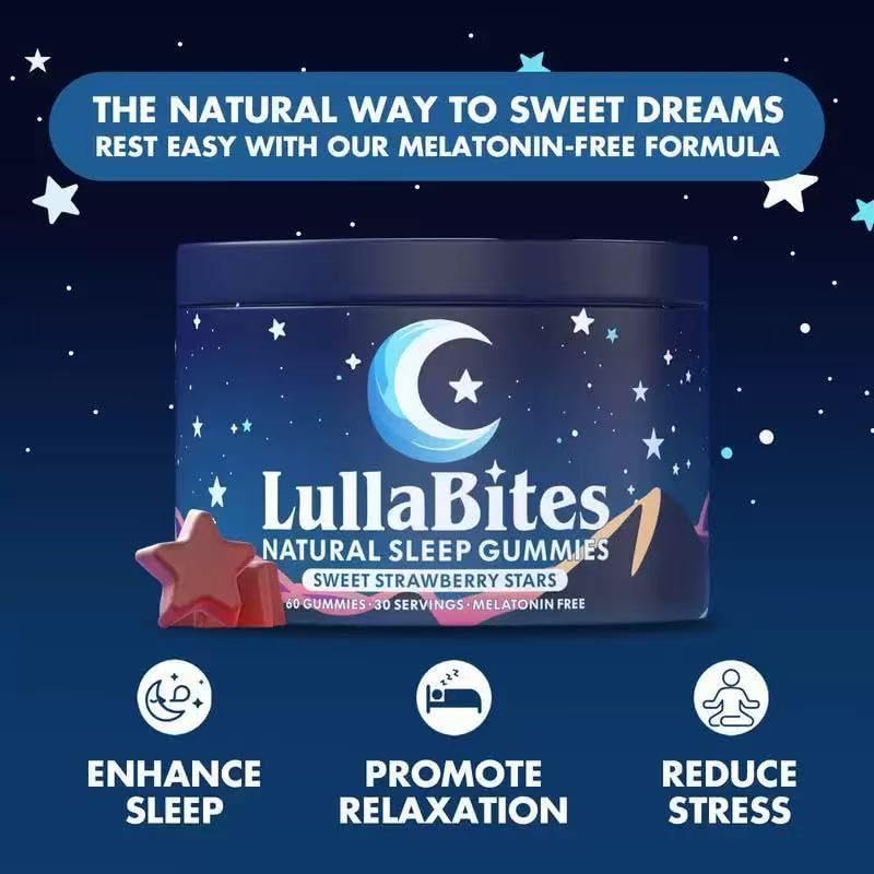 Strawberry Star-Shaped Sleep Support Gummies – 60 Sugar-Free, Gluten-Free Pieces