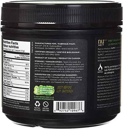Nutiva Organic MCT Oil Powder with Prebiotic Acacia Fiber – Unflavored, 300g