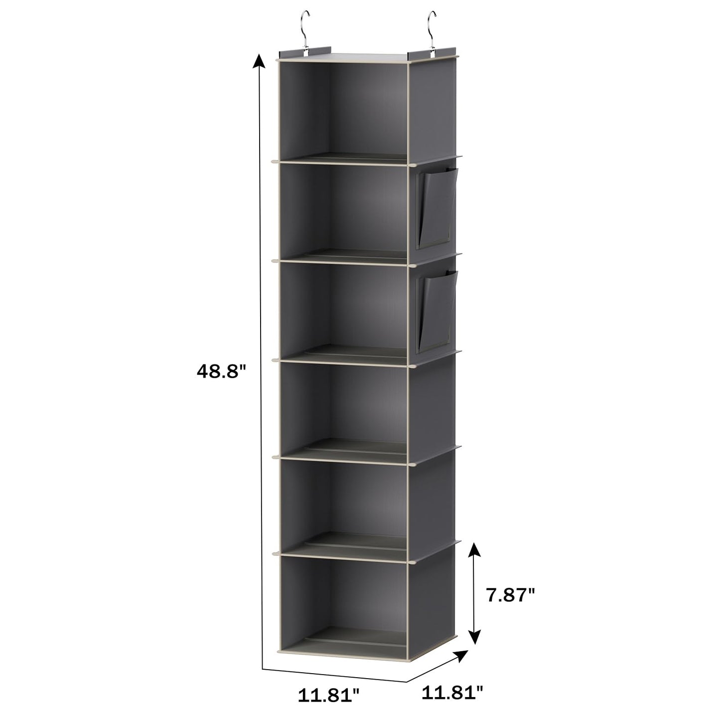 YOUDENOVA Hanging Closet Organizers and Storage, 6-Shelf Closet Hanging Storage Shelves, Grey - Available at All In One Marketplace Canada