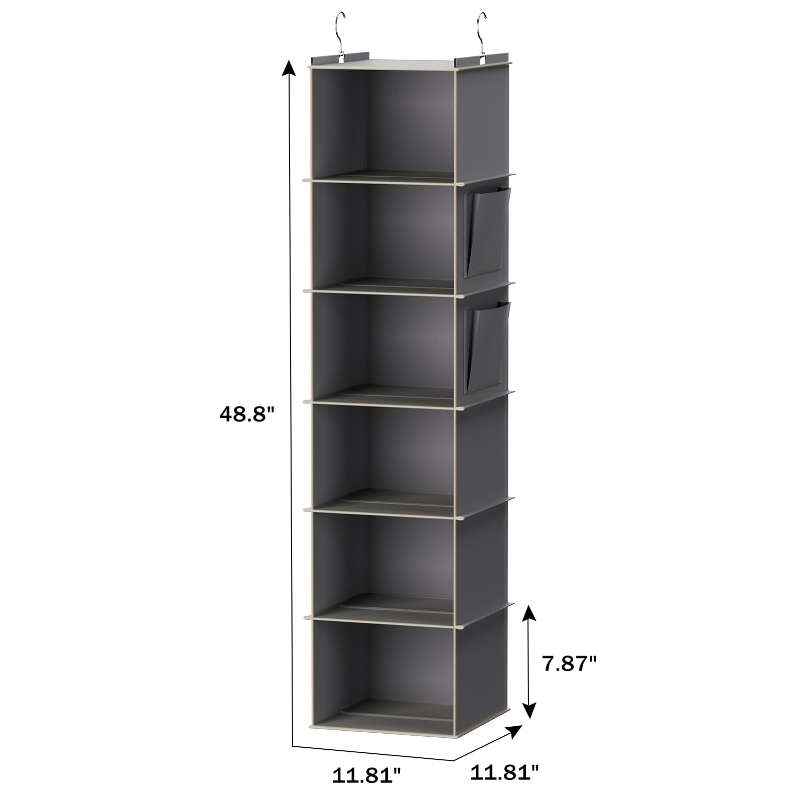 YOUDENOVA Hanging Closet Organizers and Storage, 6-Shelf Closet Hanging Storage Shelves, Grey - Available at All In One Marketplace Canada