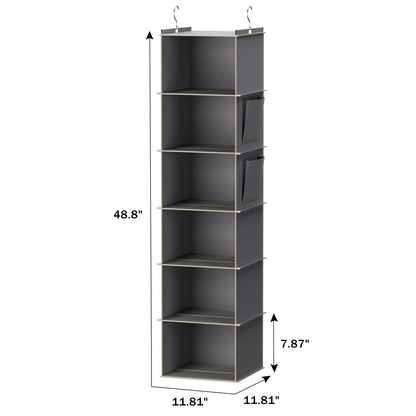 YOUDENOVA Hanging Closet Organizers and Storage, 6-Shelf Closet Hanging Storage Shelves, Grey - Available at All In One Marketplace Canada