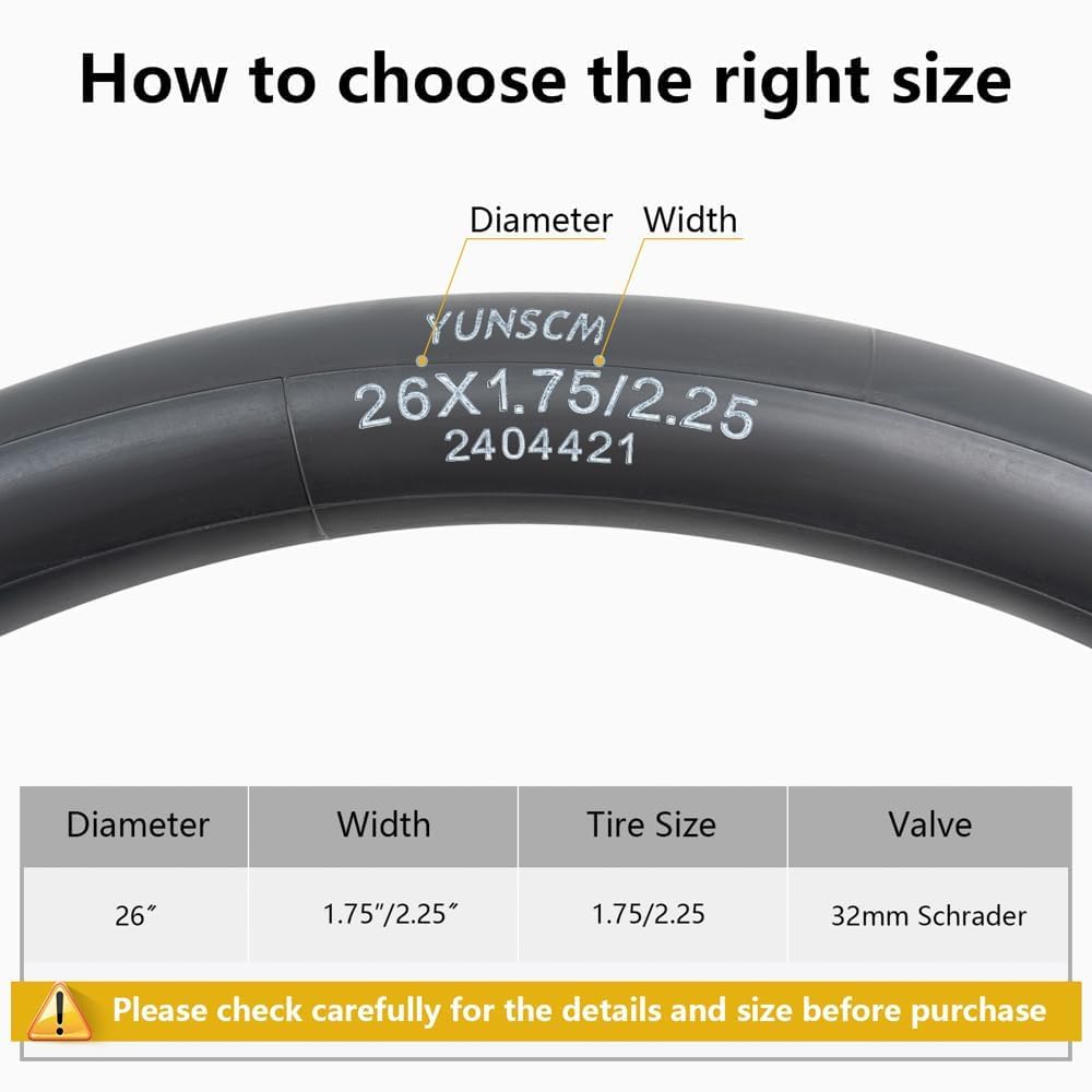 2-PCS 26" Heavy Duty Bike Tubes 26x1.75/1.95/2.0/2.1/2.125/2.20/2.25 AV32MM 26 Heavy Duty Bicycle Tubes Compatible with 26x1.75 26x1.95 26x2.10 26x2.0 26x2.125 26x2.2 26x2.25 Tire Tubes Schrader Valve - Available at All In One Marketplace Canada