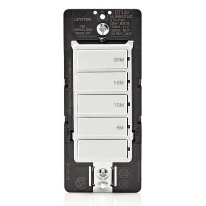 Leviton Countdown Timer Switch, 5-10-15-30 min, No Neutral Required, Single Pole, 15A, 1/2HP/9.8A Fan/Motor, DT130-1LW, White 🍁 All In One Marketplace Canada