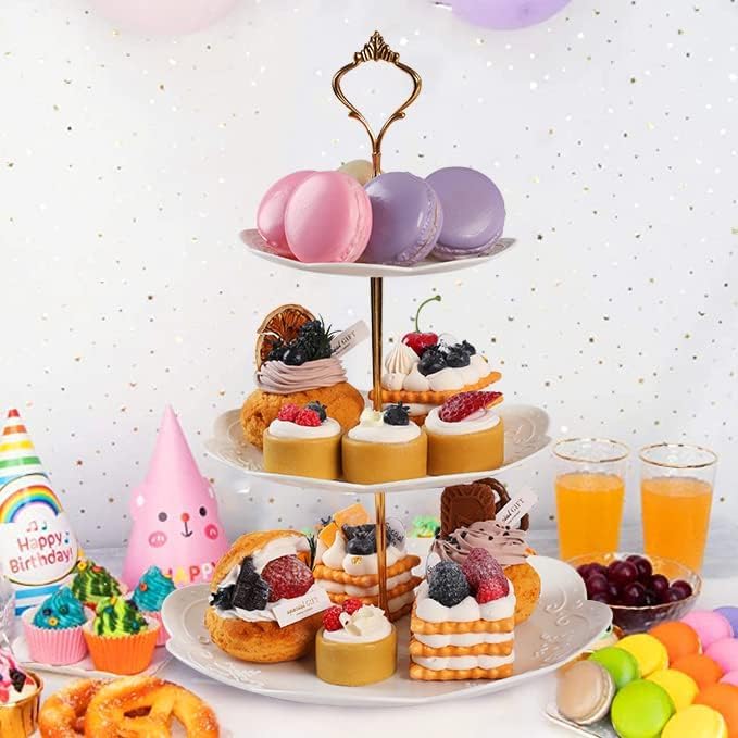 PowerKing 3 Tier Cupcake Stand Cake Stand - Plastic Tiered Serving Tray for Desserts, Candy, and Treats - Perfect for Wedding, Birthday, Tea Party (Round, 2 Pack) 🍁 All In One Marketplace Canada